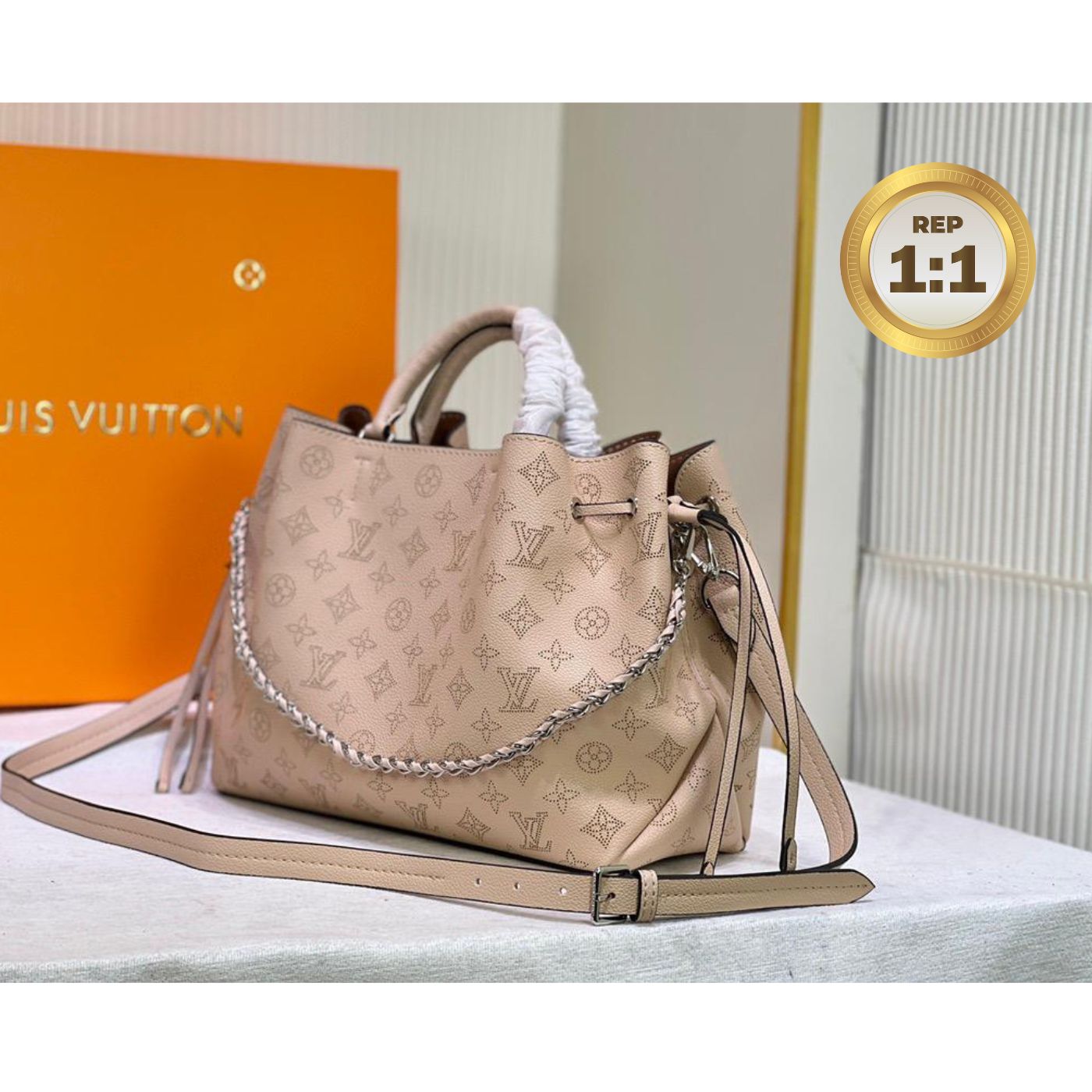 [REP 1:1] Louis Vuitton Bella Tote Mahina Creme Beige For Women 12.6in/32cm